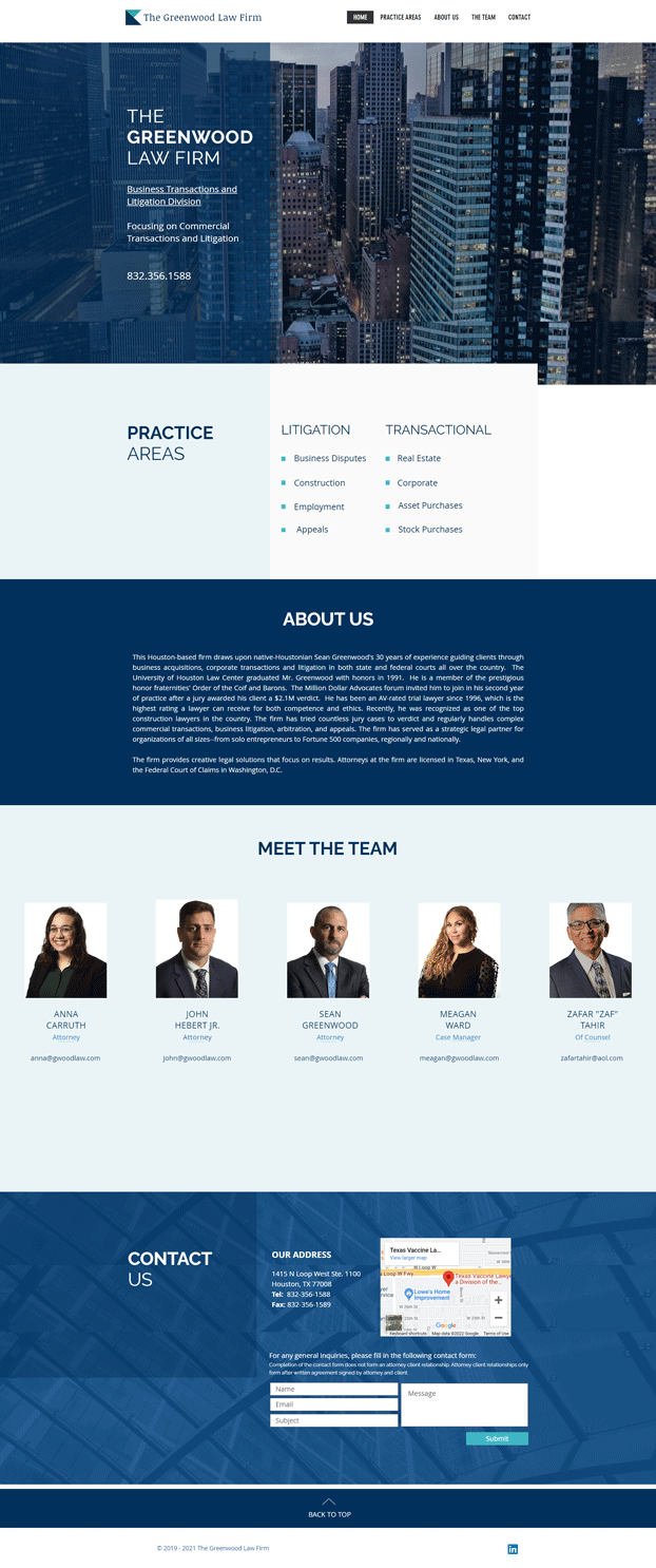 The Greenwood Law Firm website screenshot